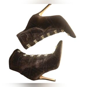 Katy Perry Collections Black Heeled Boots with Gold Accents